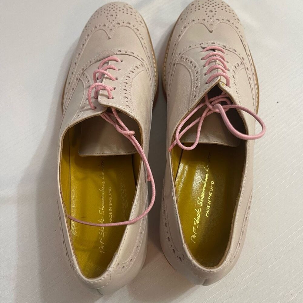 T&F Slack Shoemakers Pale Pink Oxford Shoes Size 38 1/2 - Picture 5 of 9